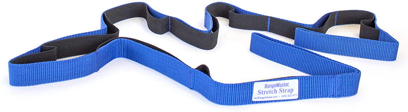 RangeMaster Stretch Strap, Multi-loop Strap with Exercise Guide for Physical Therapy, Yoga, Flexibility (Blue)