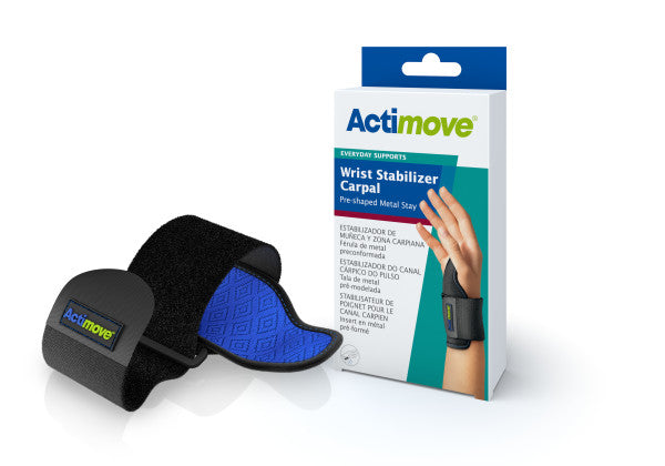 Actimove Wrist Stabilizer Carpal Pre-Shaped Metal Stay Universal, Right/Left, Black