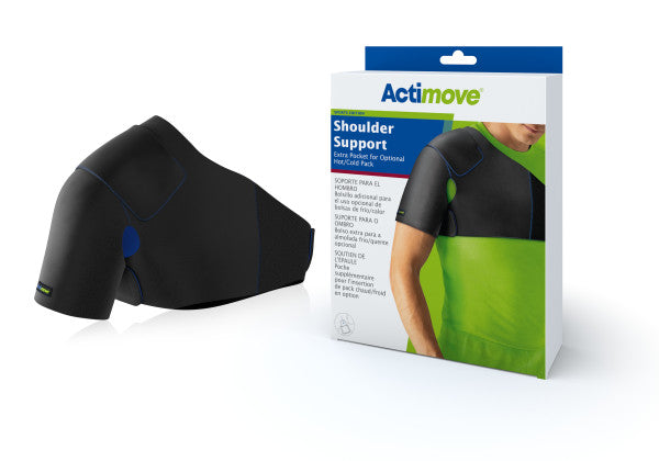 Actimove Shoulder Support Extra Pocket for Optional Hot/Cold Pack, Black