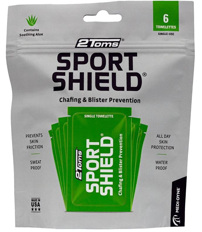 2TOMS SPORTSHIELD ANTI CHAFING TOWELETTES, 6-PACK
