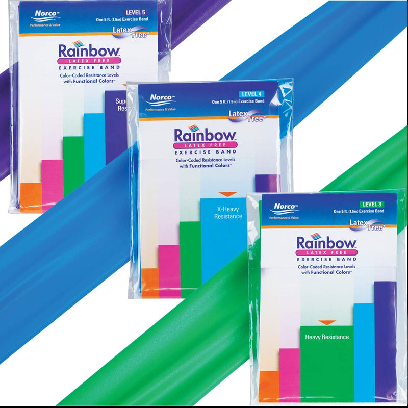 Rainbow Latex-Free Exercise Bands Multi-Packs