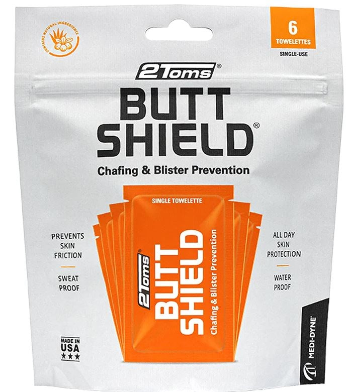 2TOMS BUTTSHIELD ANTI CHAFING TOWELETTES, 6-PACK