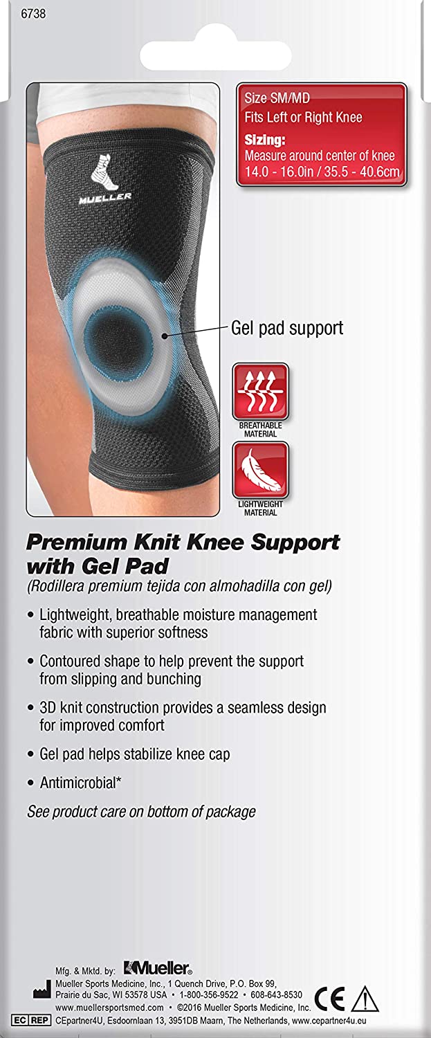 Mueller Premium Knit Knee Support with Gel Pad