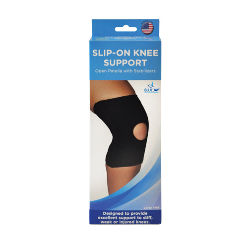 Blue Jay Slip-On Knee Support, Open Patella with Stabilizers
